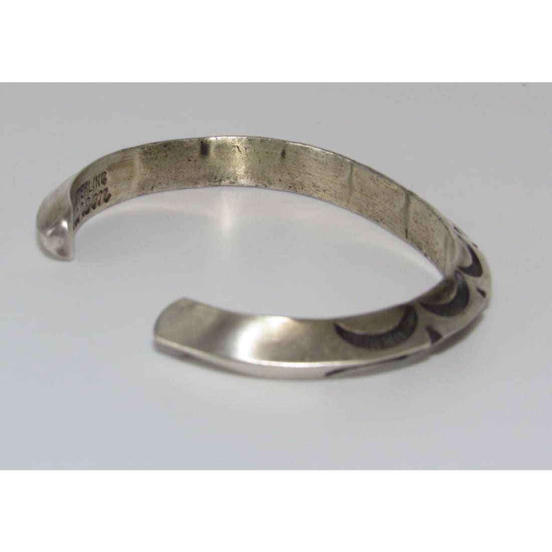 Navajo Carinated Hand Stamped Ingot Double Sided Cuff 
