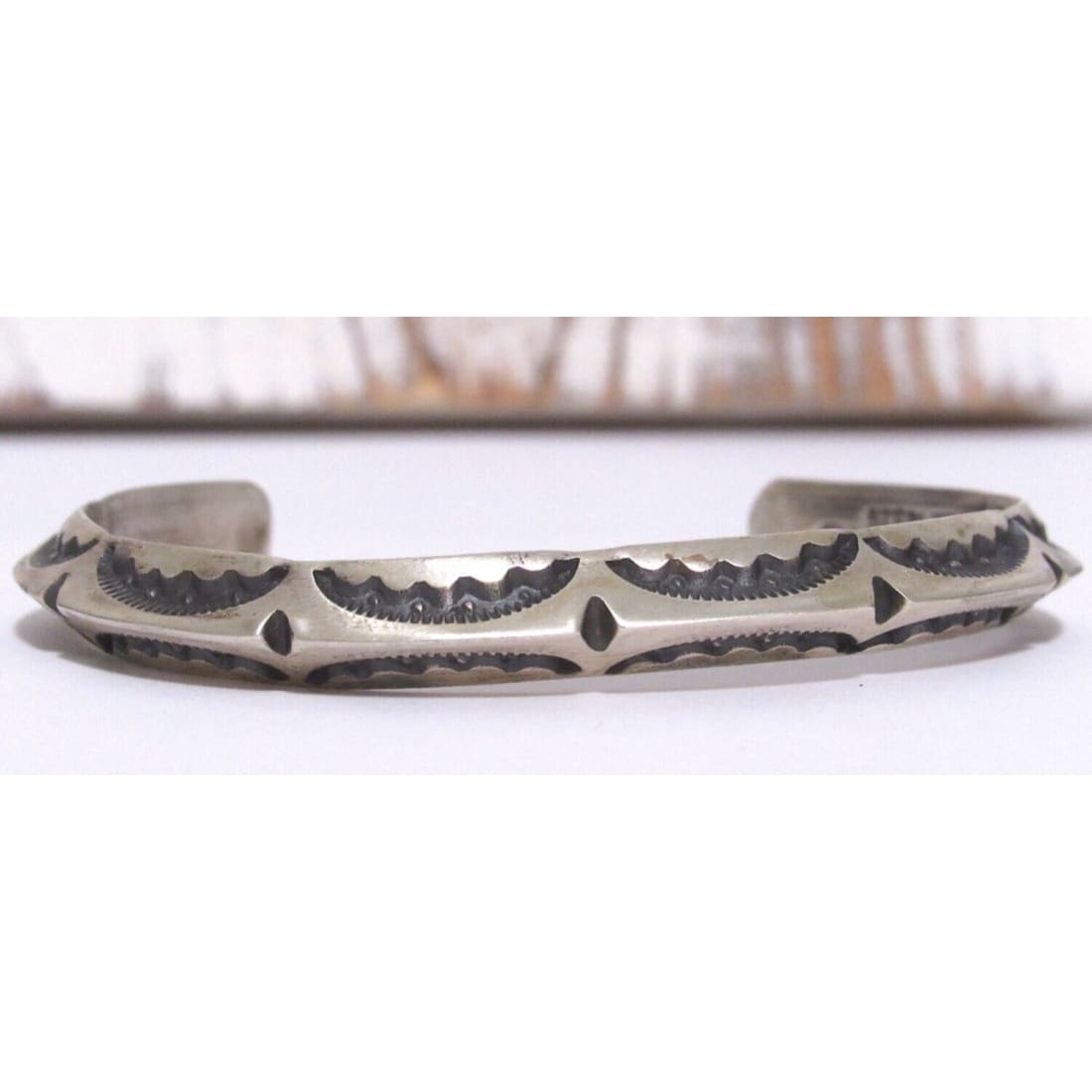 Navajo Carinated Hand Stamped Ingot Double Sided Cuff 