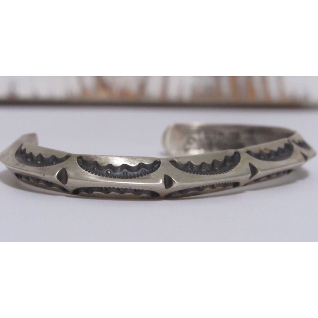 Navajo Carinated Hand Stamped Ingot Double Sided Cuff 