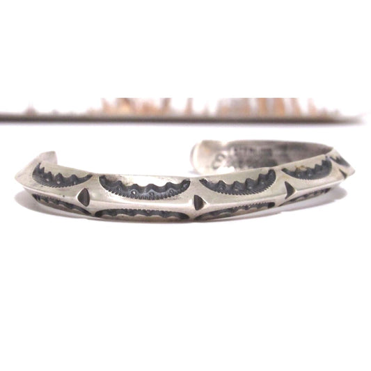 Navajo Carinated Hand Stamped Ingot Double Sided Cuff 