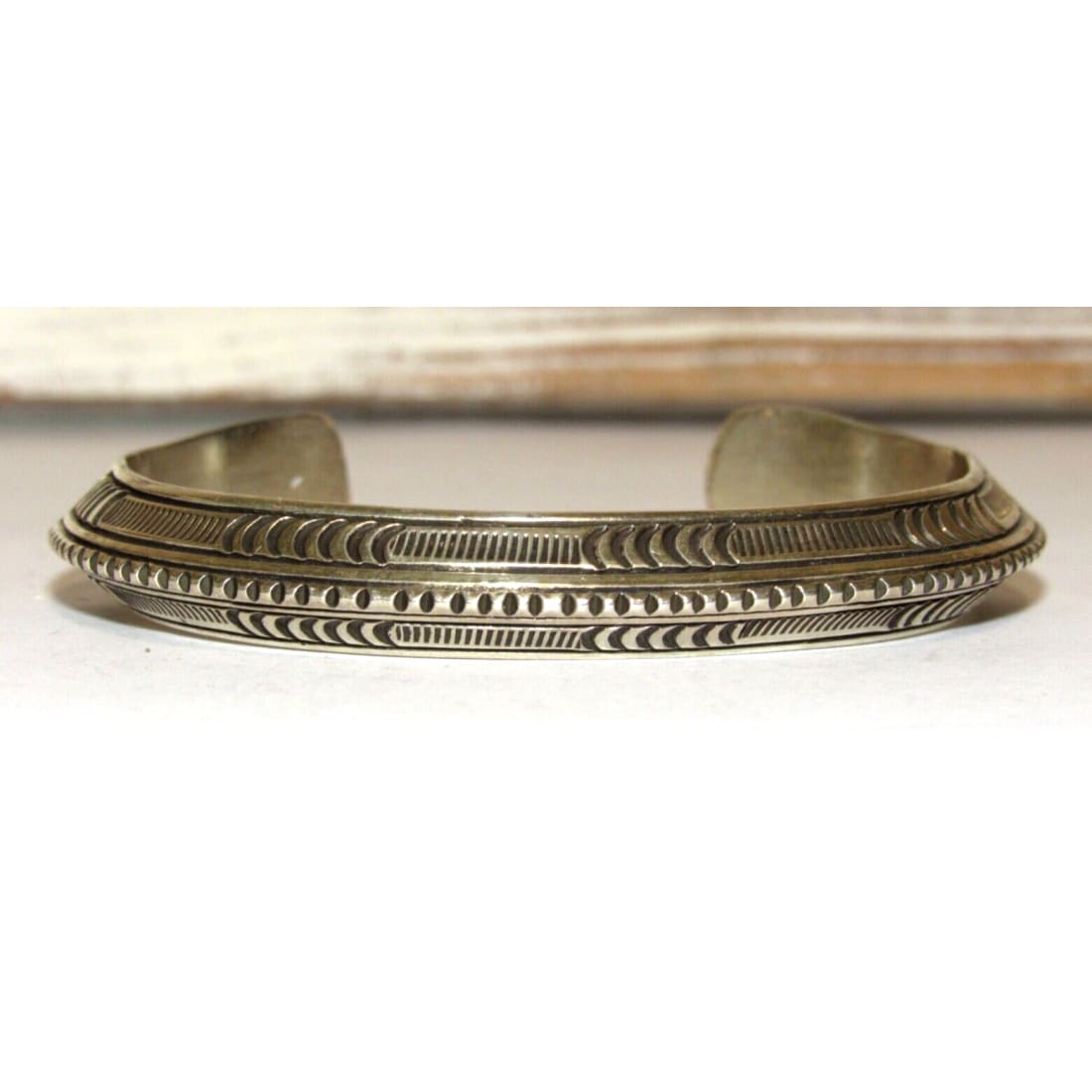 Navajo Carinated Hand Stamped Ingot Double Sided Cuff 