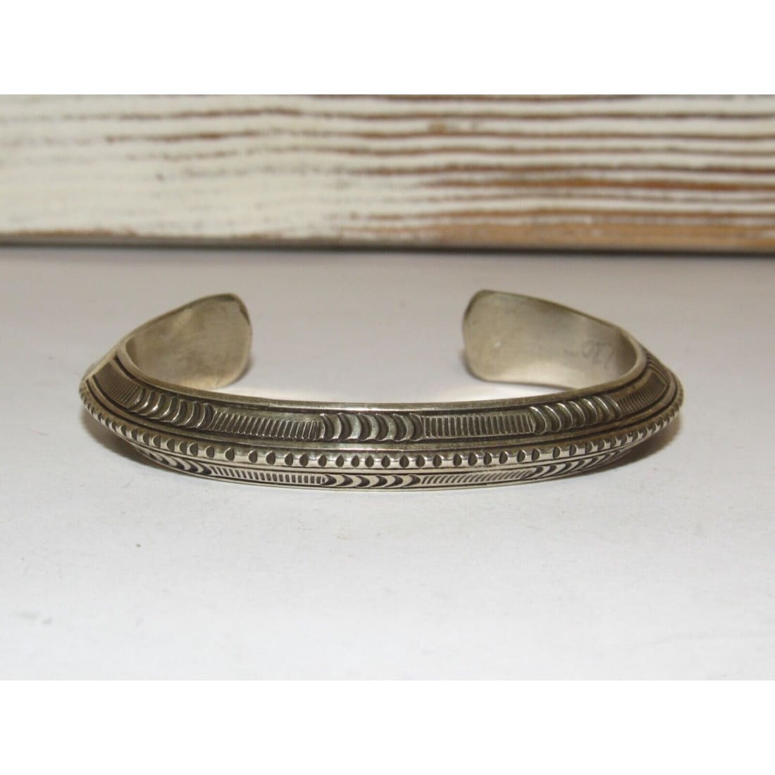 Navajo Carinated Hand Stamped Ingot Double Sided Cuff 