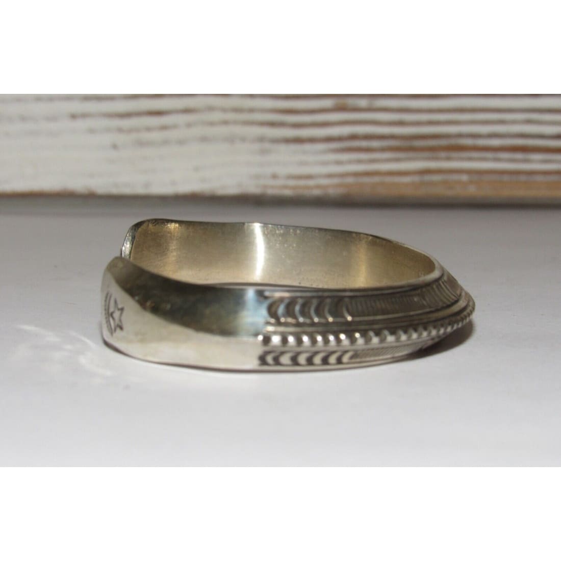 Navajo Carinated Hand Stamped Ingot Double Sided Cuff 