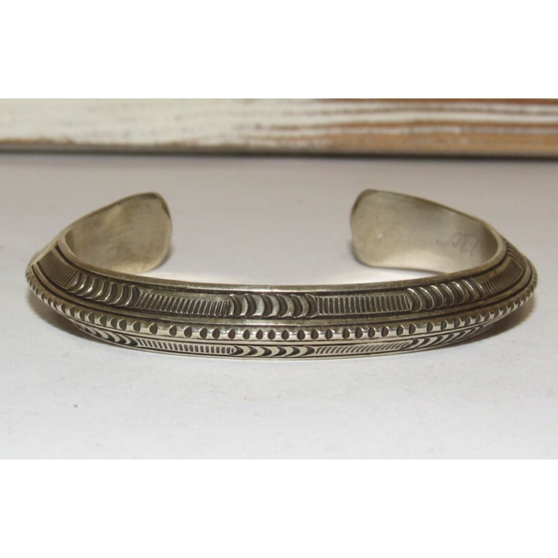 Navajo Carinated Hand Stamped Ingot Double Sided Cuff 