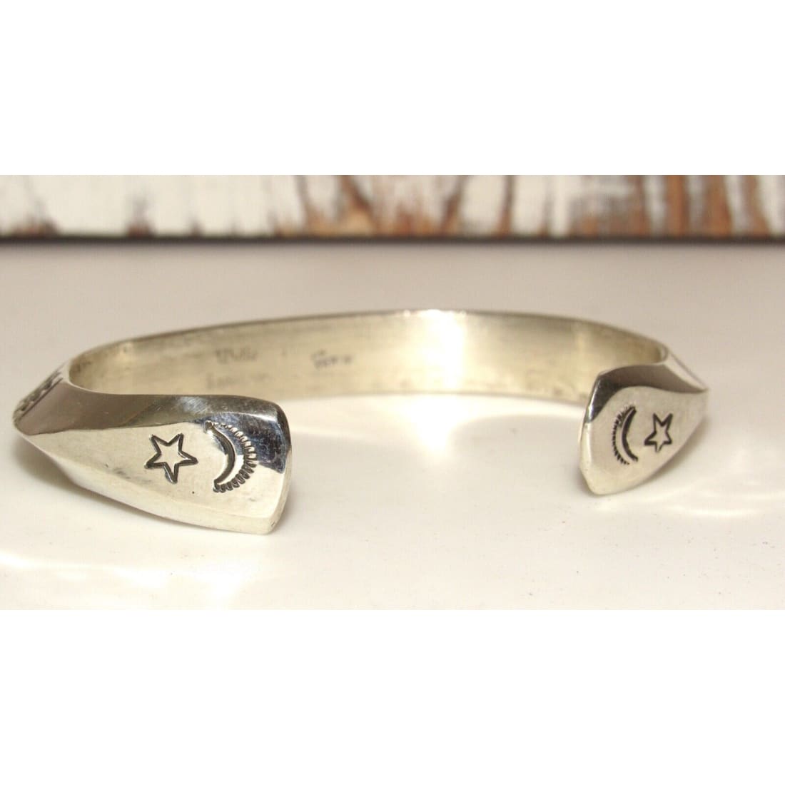 Navajo Carinated Hand Stamped Ingot Double Sided Cuff 