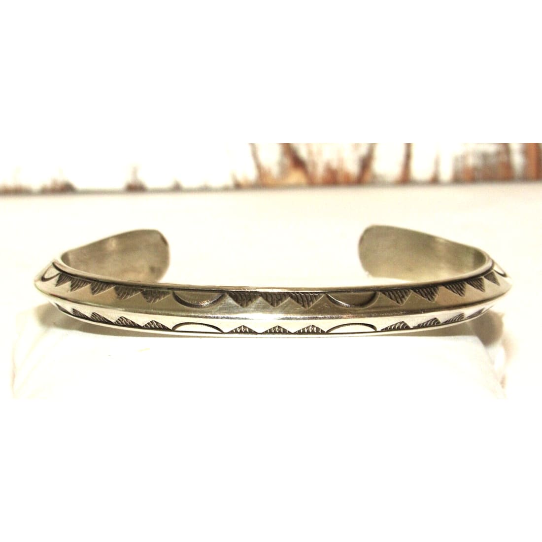 Navajo Carinated Hand Stamped Ingot Double Sided Cuff