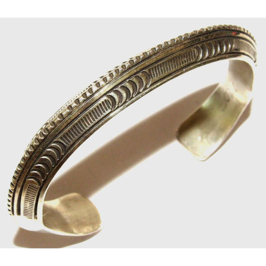 Navajo Carinated Hand Stamped Ingot Double Sided Cuff 