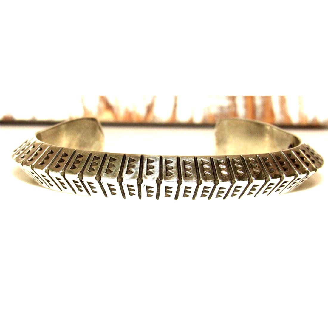 Navajo Carinated Hand Stamped Ingot Double Sided Cuff 