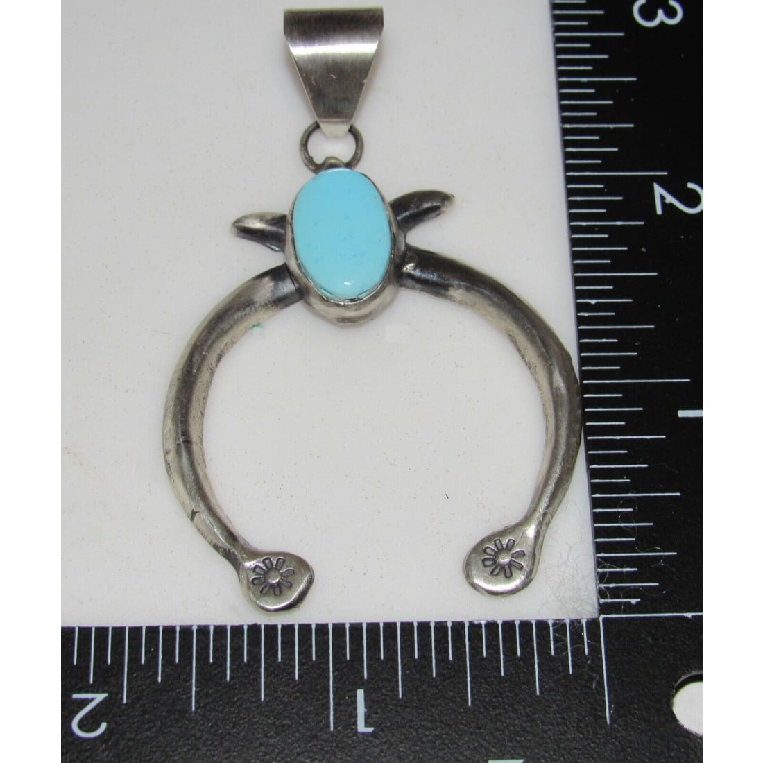 Navajo Cast Sterling Silver Sleeping Beauty Naja Pendant Signed Native American Native American