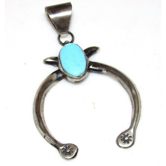 Navajo Cast Sterling Silver Sleeping Beauty Naja Pendant Signed Native American Native American