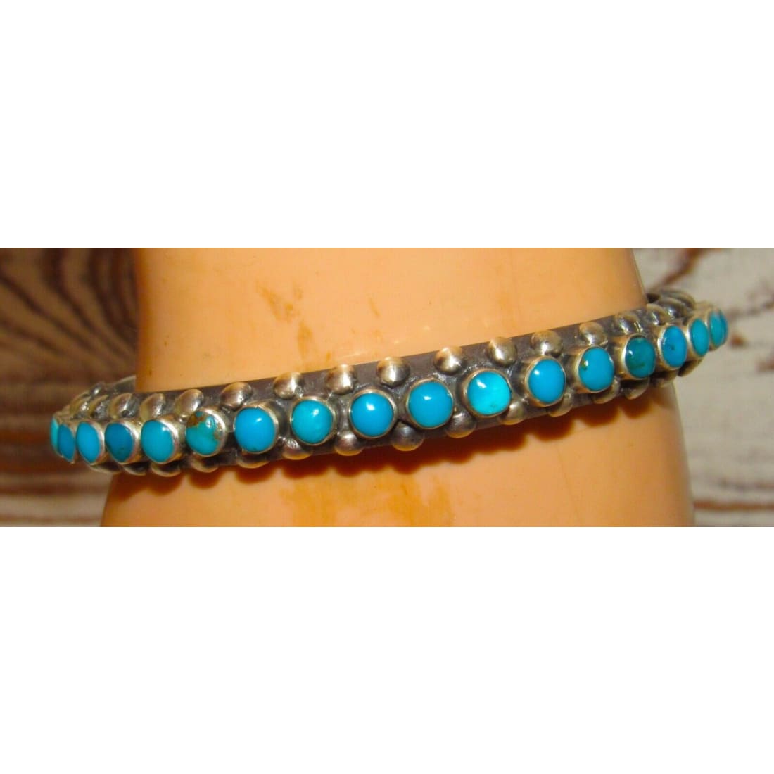 Navajo Cast Sterling Snake Eye Turquoise Carinated Cuff Bracelet Ray Betsoi 38Gr Native American