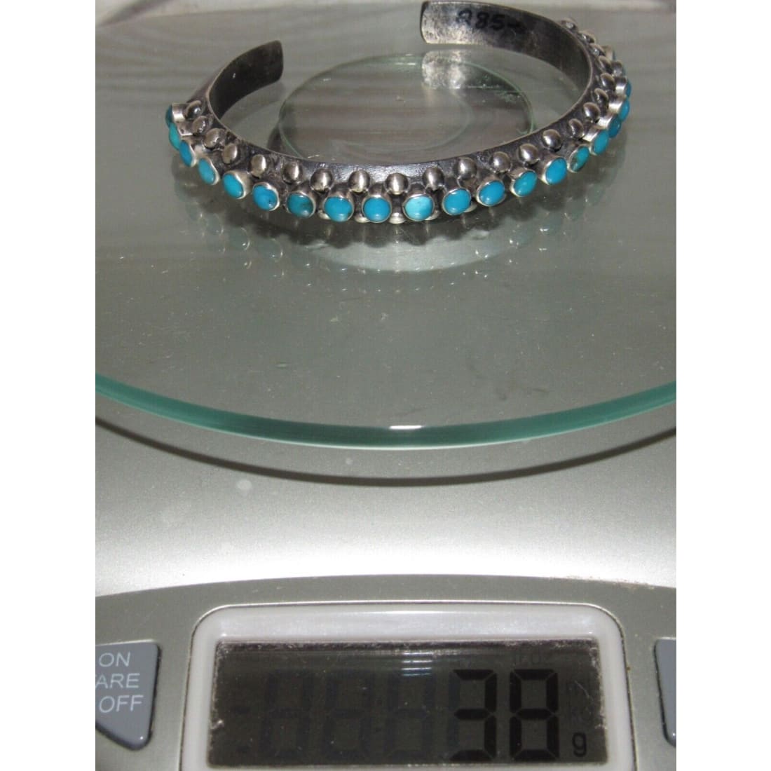 Navajo Cast Sterling Snake Eye Turquoise Carinated Cuff Bracelet Ray Betsoi 38Gr Native American