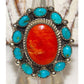 Navajo Cluster Ring Sz 7 Orange Spiny Oyster Turquoise 