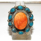 Navajo Cluster Ring Sz 7 Orange Spiny Oyster Turquoise 