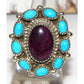 Navajo Cluster Ring Sz 7 Purple Spiny Oyster Turquoise 