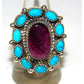 Navajo Cluster Ring Sz 8 Purple Spiny Oyster Kingman 