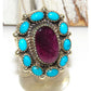 Navajo Cluster Ring Sz 8 Purple Spiny Oyster Kingman 
