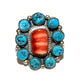 Navajo Cluster Ring Sz 9 Orange Spiny Oyster Kingman