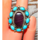 Navajo Cluster Ring Sz 9 Purple Spiny Oyster Turquoise 