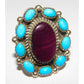 Navajo Cluster Ring Sz 9 Purple Spiny Oyster Turquoise 