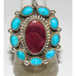 Navajo Cluster Ring Sz 9 Purple Spiny Oyster Turquoise 