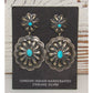 Navajo Concho Earrings Sterling Silver Sleeping Beauty 