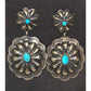 Navajo Concho Earrings Sterling Silver Sleeping Beauty 