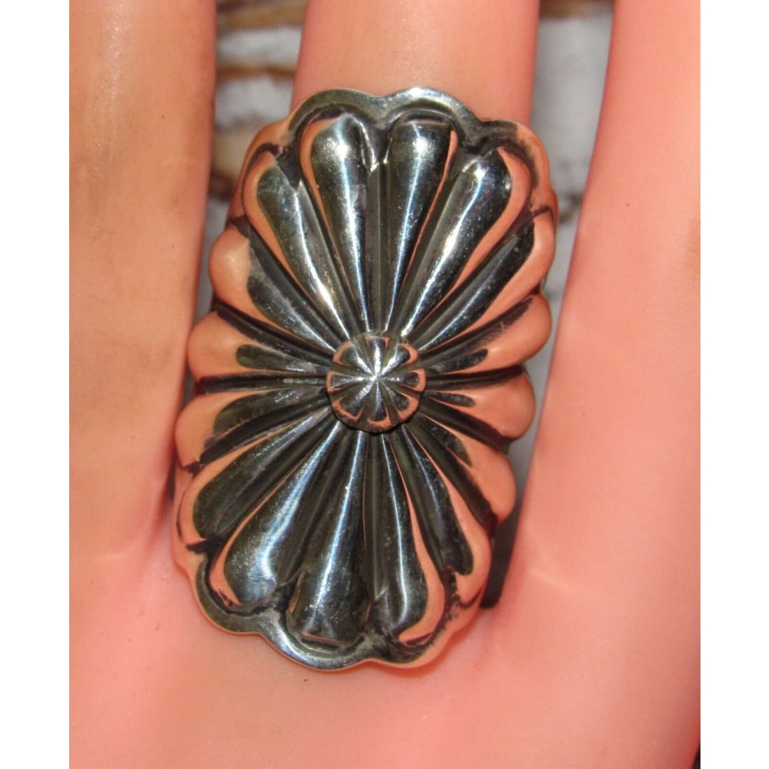 Navajo Concho Ring Sz 9 Sterling Silver Donovan Cadman 