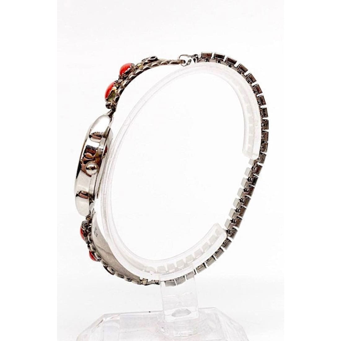 Navajo Coral Adjustable Watch Sterling Silver Mediterranean Coral Vintage Native American Watch Tips Watch Signed Vivian Jones The Southwestern Style Gallery
