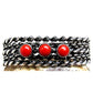 Navajo Coral Cuff Bracelet Sterling Silver Twisted Rope 