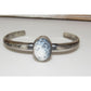 Navajo Dendritic Opal Bracelet Sterling Silver Stacker Cuff G. Nez Sand Cast Native American