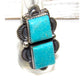 Navajo Double Turquoise Adjustable Ring Sterling Silver 