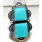 Navajo Double Turquoise Adjustable Ring Sterling Silver 