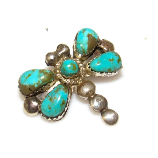 Navajo Dragonfly Pendant Royston Turquoise Sterling Silver 