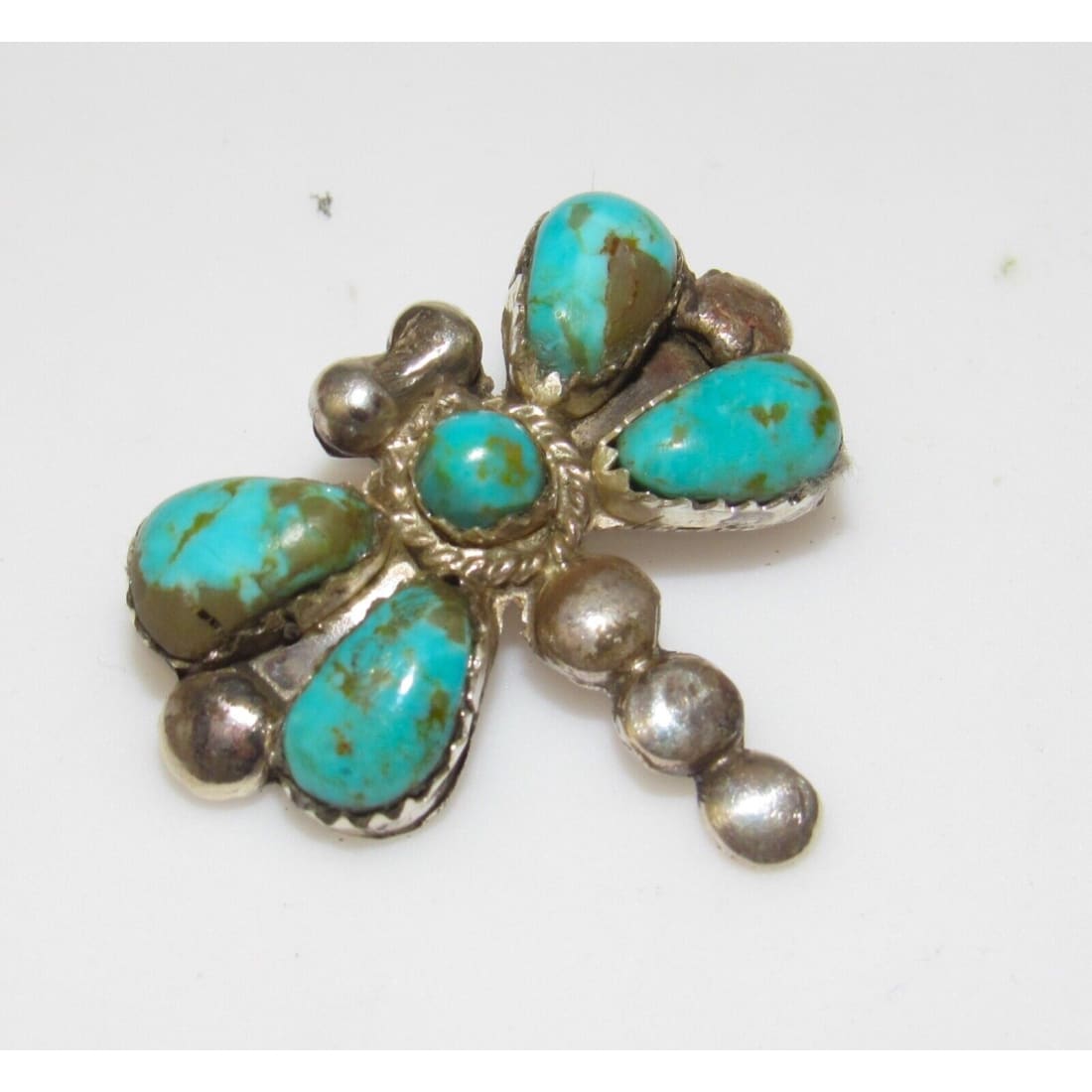 Navajo Dragonfly Pendant Royston Turquoise Sterling Silver 