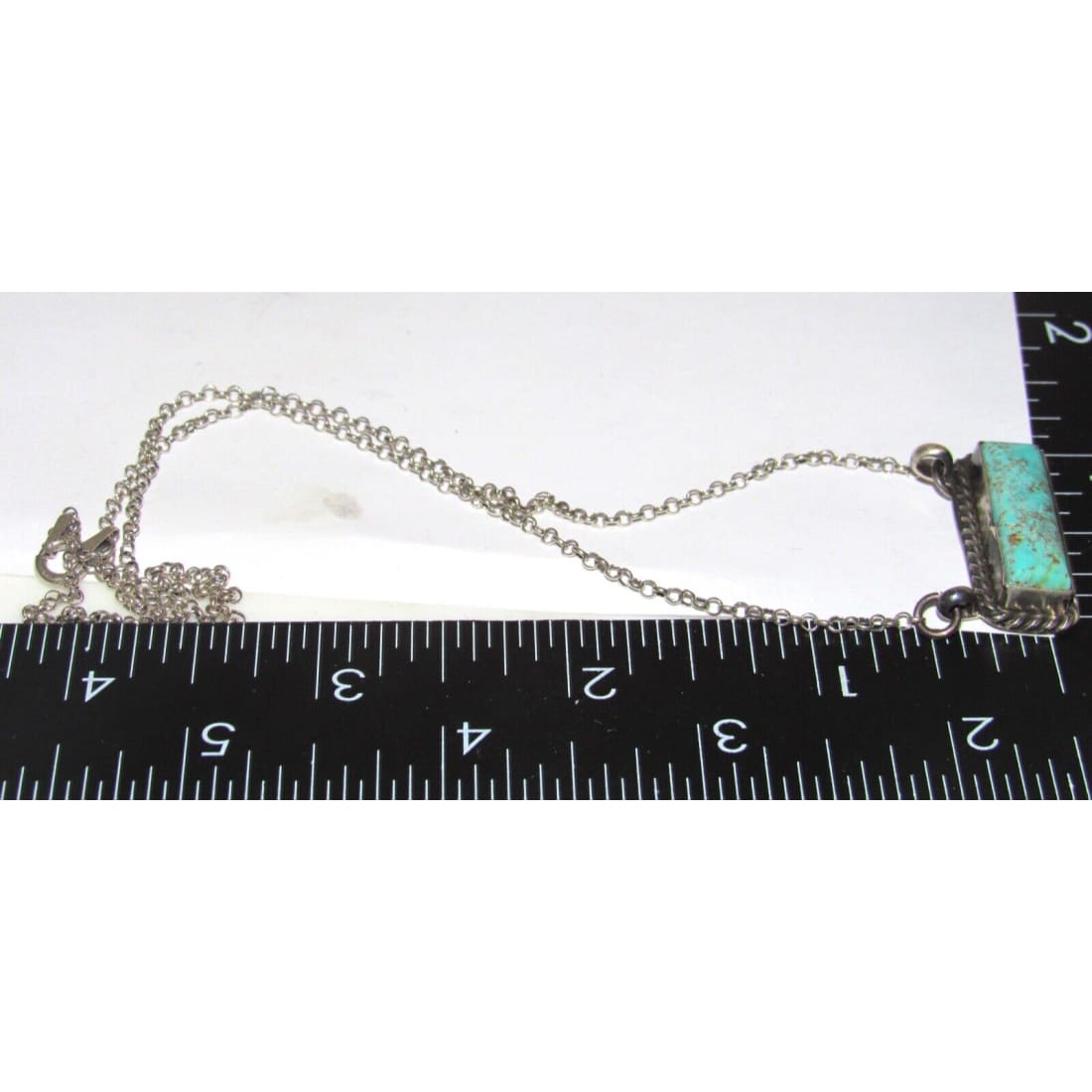 Navajo Dry Creek Turquoise Bar Necklace Sterling Silver