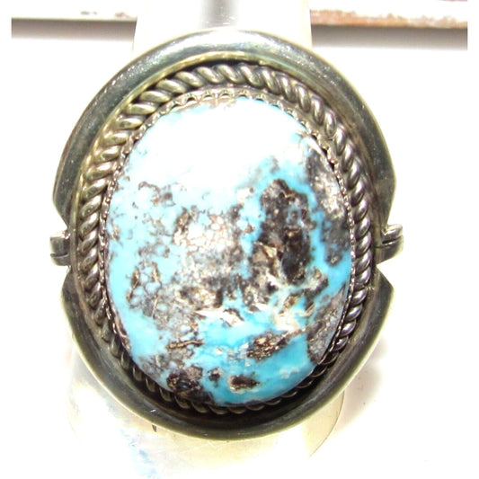 Navajo Dry Creek Turquoise Ring Sz 10 Sterling Silver Native American Signed Native American