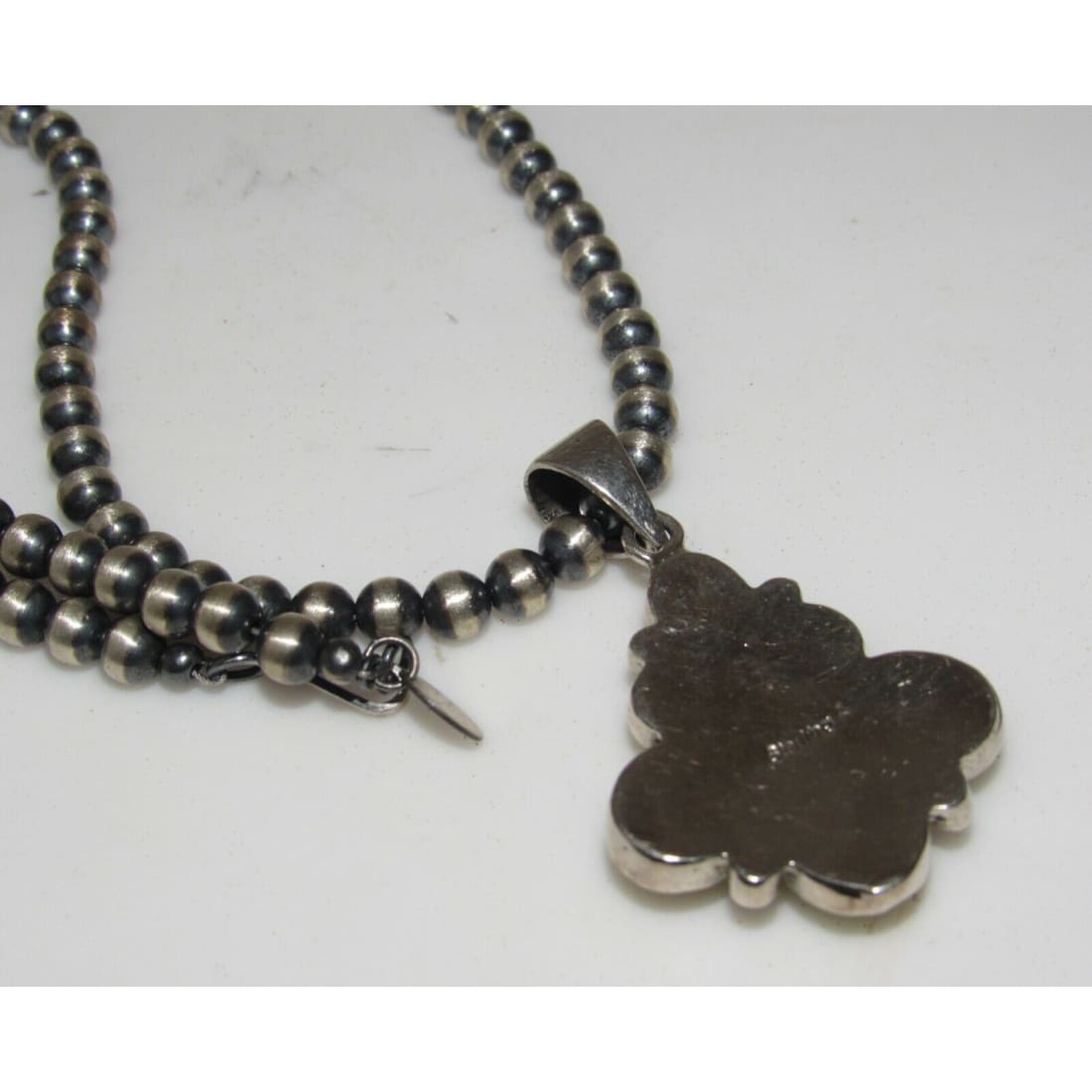 Navajo Gaspeite Cluster Pendant Necklace Sterling Silver 