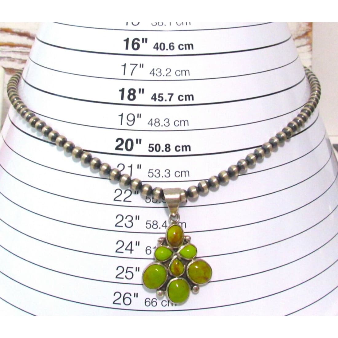 Navajo Gaspeite Cluster Pendant Necklace Sterling Silver 