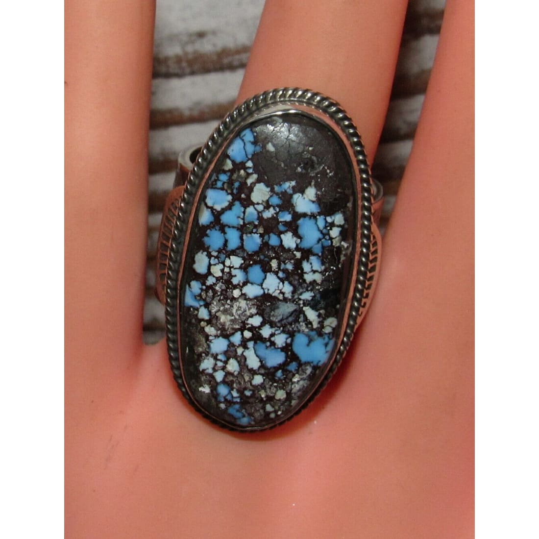 Navajo Gem Grade Golden Hills Turquoise Ring Sz 8 Sterling 