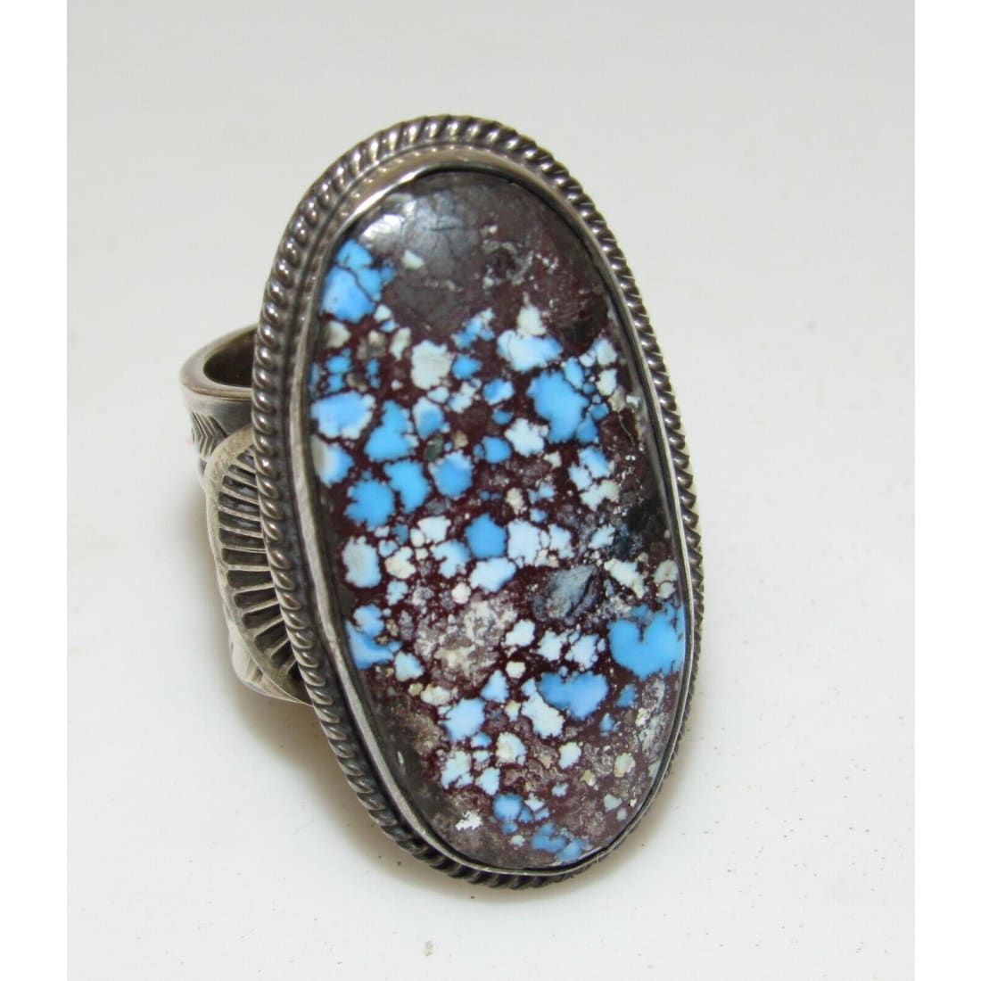 Navajo Gem Grade Golden Hills Turquoise Ring Sz 8 Sterling 