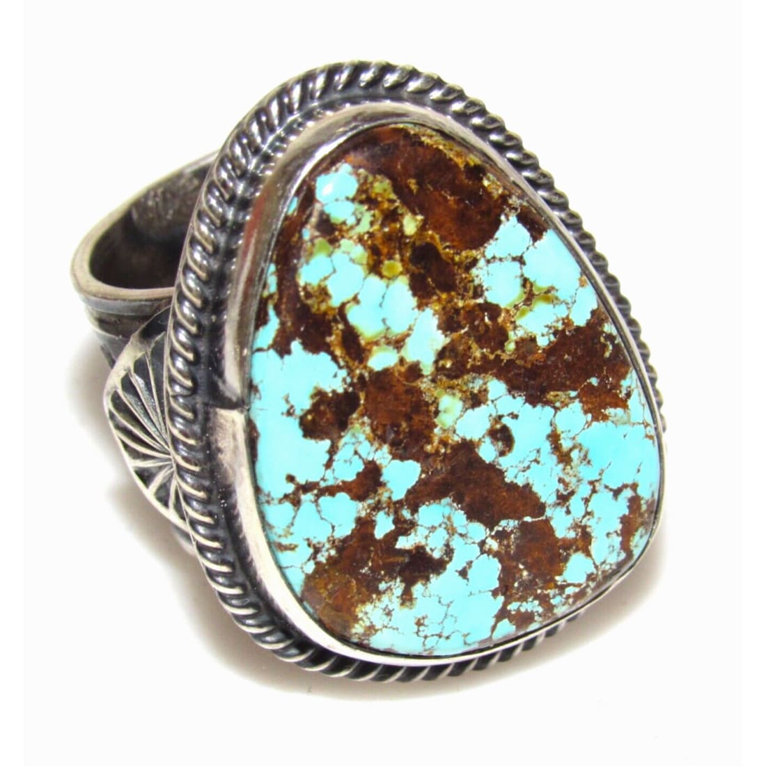 Navajo Gem Grade Number 8 Turquoise Ring Sunshine Reeves 
