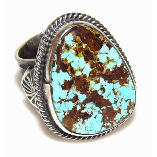 Navajo Gem Grade Number 8 Turquoise Ring Sunshine Reeves 