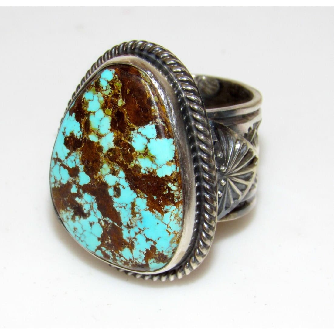 Navajo Gem Grade Number 8 Turquoise Ring Sunshine Reeves 