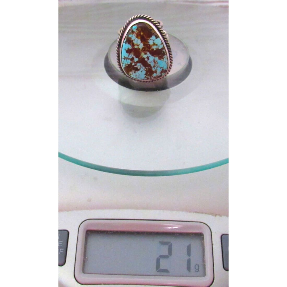Navajo Gem Grade Number 8 Turquoise Ring Sunshine Reeves 