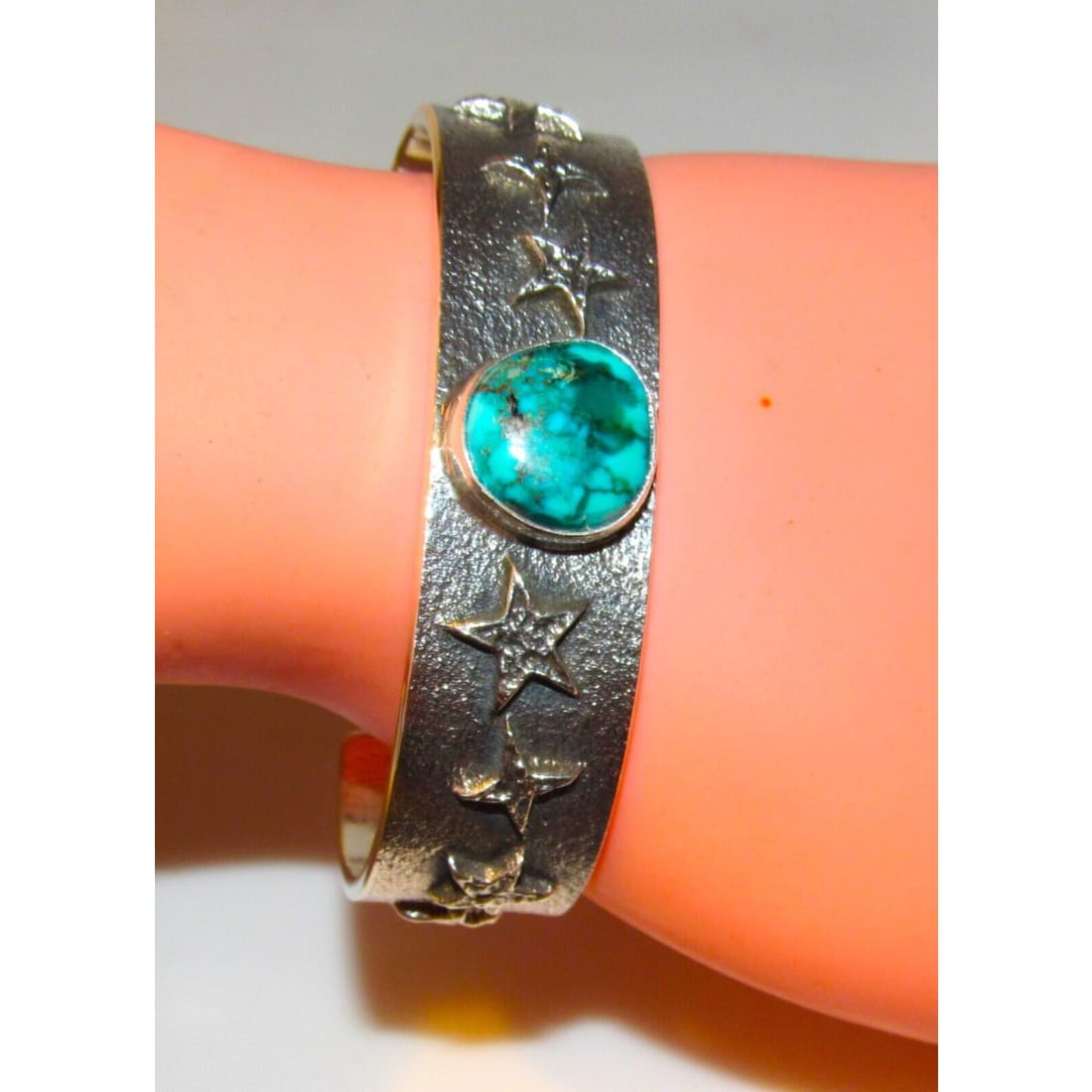 Navajo Gem Grade Royston Tufa Cast Sterling Stars Cuff 