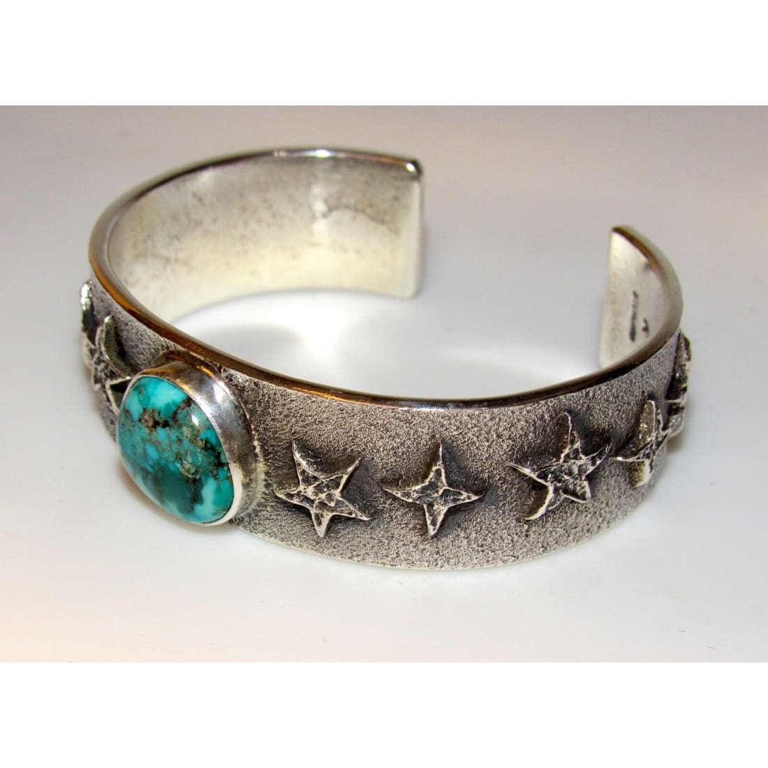 Navajo Gem Grade Royston Tufa Cast Sterling Stars Cuff 