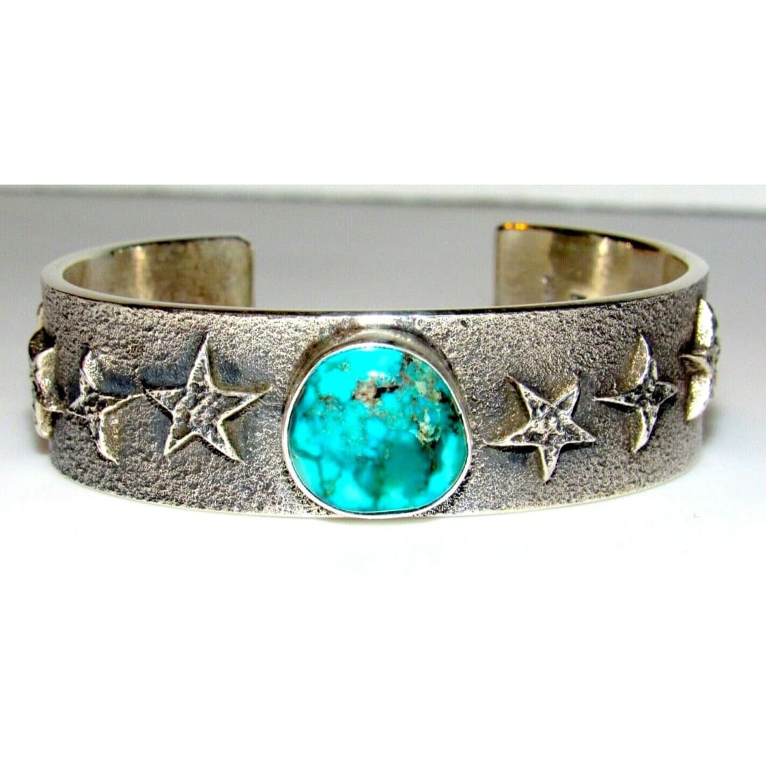 Navajo Gem Grade Royston Tufa Cast Sterling Stars Cuff 