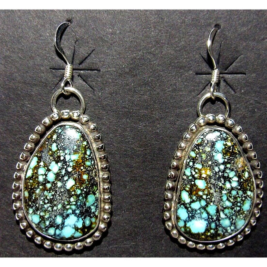 Navajo Gem Grade Spiderweb Kingman Turquoise Dangle Earrings