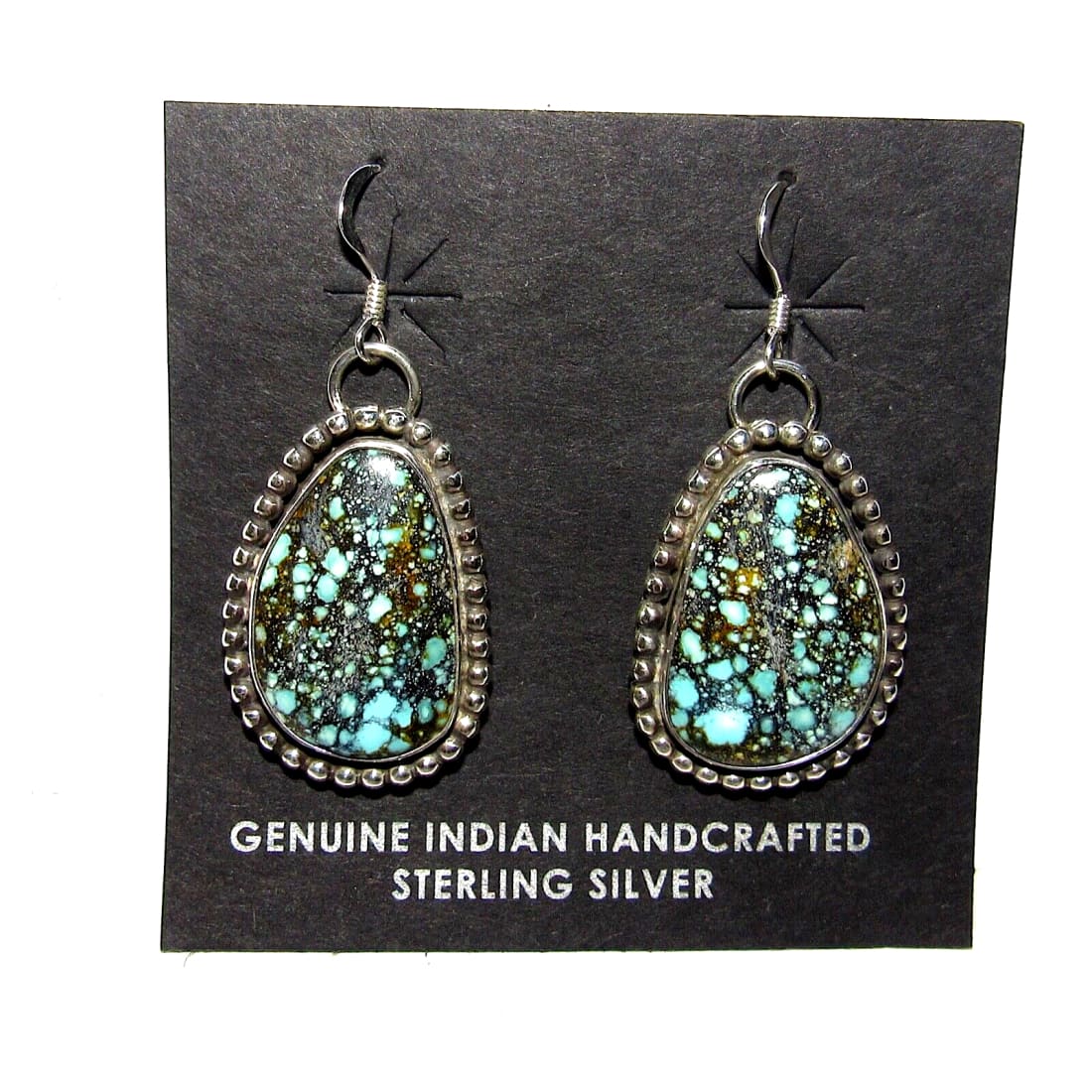 Navajo Gem Grade Spiderweb Kingman Turquoise Dangle Earrings